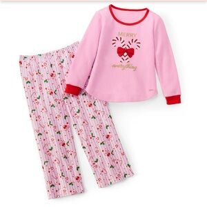 American Girl Pink and Red Merry Everything Pajama Set Sz 7 NEW